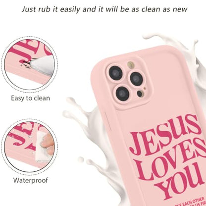 for iPhone 14 Pro Max 6.7'' 2 Pack Cute Christian Jesus Phone Case - color: Pink & Brown Jesus Faith Slogan, size: iPhone 14 Pro Max