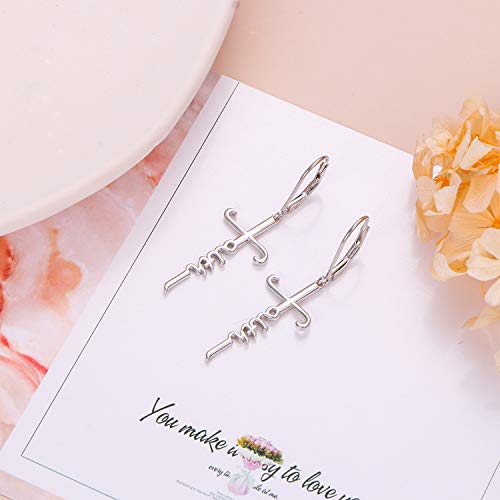 925 Sterling Silver Infinity Love of God Simple Dainty Faith Cross Dangle Earrings Religious Gift for Women - color: Faith