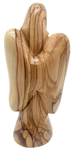 Zuluf 5.5" Hand-Carved Olive Wood Angel Statue Holding Baby - Authentic Holy Land Guardian Angel Figurine - Religious Gift for Baptism, New Mother, Expecting Mom & Christening - Bethlehem Wood - color: 5.5" Angel Holding Baby