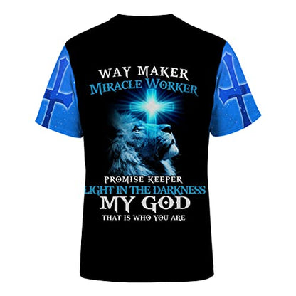 Unisex 3D Graphic T Shirts Printed Casual Short Sleeve Tee Shirt - color: Jesusblue, size: Large