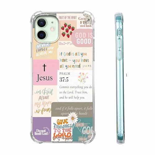 Christian Quotes Aesthetic Vintage Jesus Bible Verse Collage Pattern,Soft TPU Bumper Case for iPhone 12/12 Pro,#7 - color: Bible 7, size: iPhone 12/12 Pro
