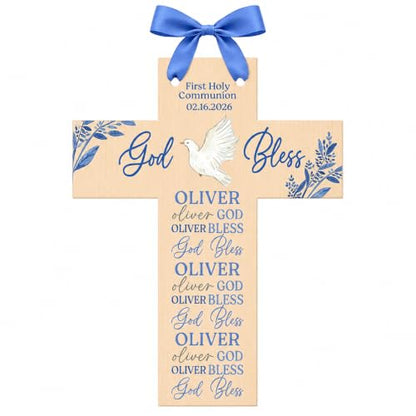 Personalized Wall Cross Catholic Boys First Communion Keepsake | First Holy Communion Gifts | 1st First Holy Communion Gifts for boys catholic | Baby Baptism Gifts Baptism Cross (Patterns) - color: Patterns