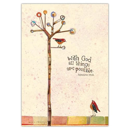 Tree Birds Encouragement Card, 5 x 7 Inches, 1 Count - color: With God - Tree And Birds