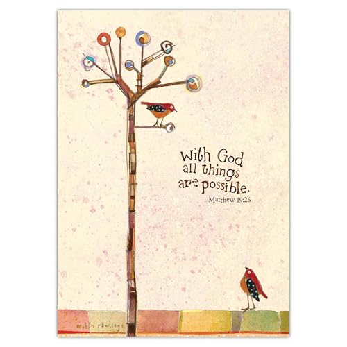 Tree Birds Encouragement Card, 5 x 7 Inches, 1 Count - color: With God - Tree And Birds