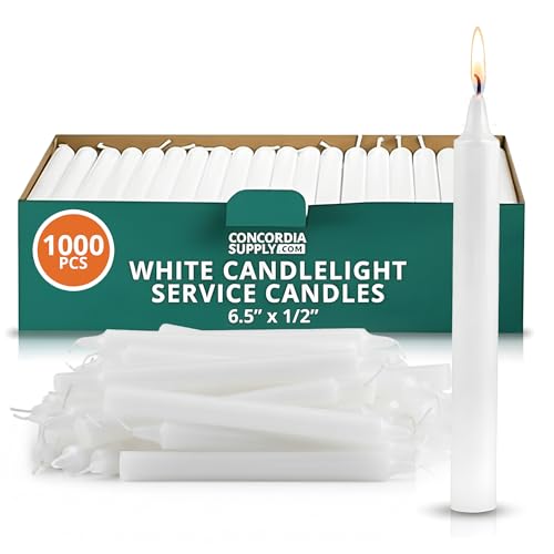 Concordia Supply 6.5" x 1/2" White Candlelight Vigil Candles, Box of 1000 - size: 6.5 inches, style: 1000ct