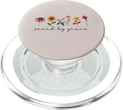 Saved By Grace Christian Bible 2:8 Ephesians Wildflowers PopSockets PopGrip for MagSafe - style: Magnetic PopGrip