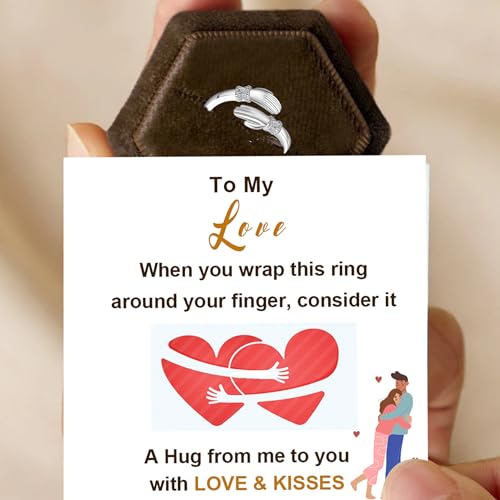 Christian Gifts S925 Sterling Silver Cross Ring for Daughter Women Cubic Zirconia Adjustable Ring Christian Pray Cross Thumb Rings With Inspirational Card - color: I love you forever,To love