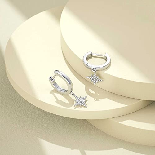 SEVENWELL Huggie Hoop Earrings for Women, Dangle Dangle Hoops - color: 06 Silver Celestial