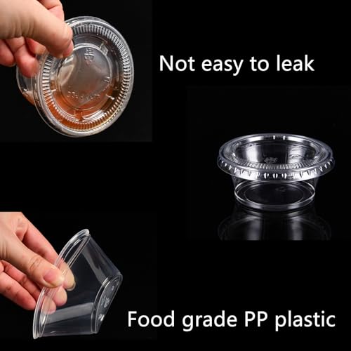 400 Pack 0.5 Oz Disposable Portion Sauce Cups with Lids, Clear Condiment Containers with Lids, Jello Shot Souffle Cups, Sampling Tasting Cups for for Parties and Events, Communion