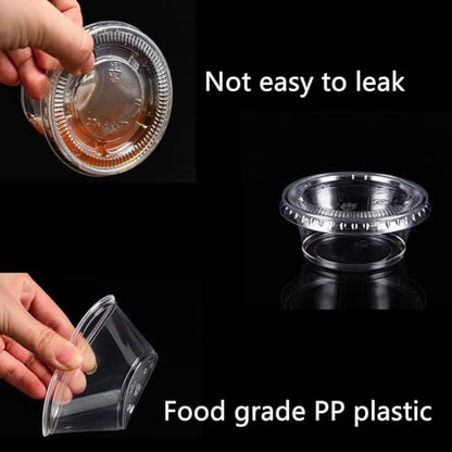 400 Pack 0.5 Oz Disposable Portion Sauce Cups with Lids, Clear Condiment Containers with Lids, Jello Shot Souffle Cups, Sampling Tasting Cups for for Parties and Events, Communion