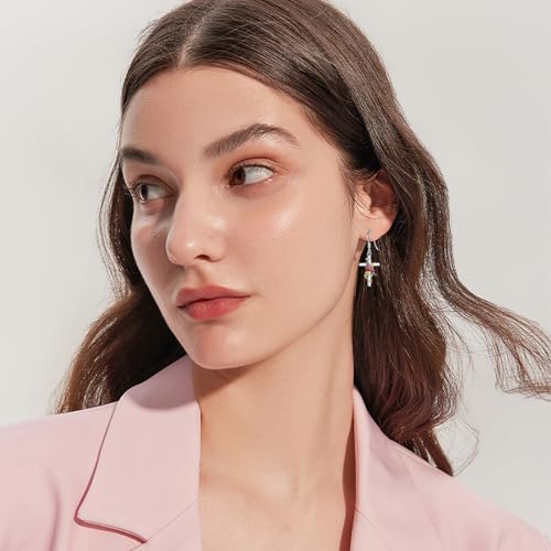 Cardinal/Hummingbird/Parrot Earrings for Women 925 Sterling Silver Bird Dangle Drop Leverback Earrings Hypoallergenic Cardinal Jewelry Christmas Birthday Gifts - style: Cardinal Cross