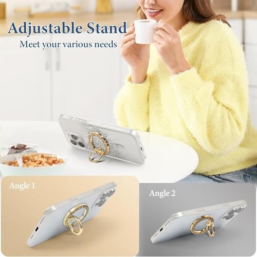 Magnetic Phone Ring for MagSafe Grip [Super Magnet] StylishTwinkle Design Ring Holder Stand, magsafe pop Socket (Gold) - color: Gold