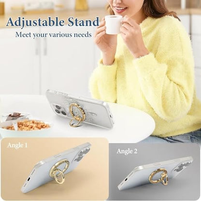 Magnetic Phone Ring for MagSafe Grip [Super Magnet] StylishTwinkle Design Ring Holder Stand, magsafe pop Socket (Gold) - color: Gold