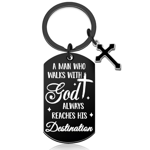 Christian Keychain for Men Bible Verse Cross Keychains Christian Gifts