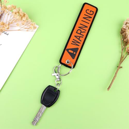 Woven Keychains (2-Packs) - Motorcycle Key Tag for Keys, Cars, Scooters, Aesthetic Key Chain for Women, Teacher, Men - color: Warning