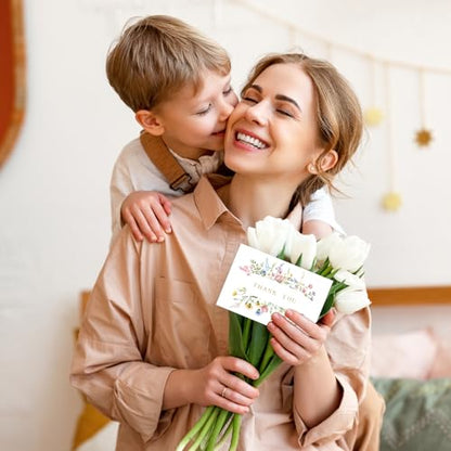 100 Sets Wildflower Thank You Cards with Kraft Envelopes Sticker Watercolor Floral Blank Greeting Cards for Mother's Day Baby Showers Valentines Holiday Birthday Wedding Party Favors - style: 100 pcs