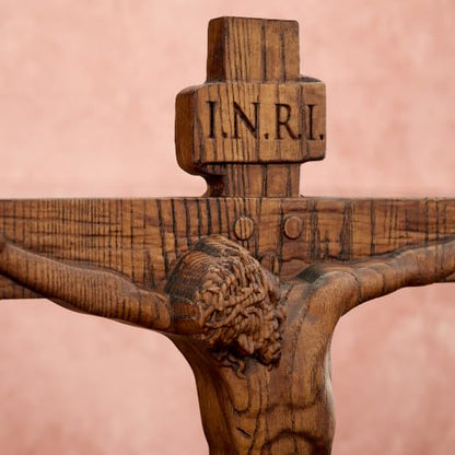 9.84in Handmade Catholic Wooden Wall Crucifix, Baptism Religious Faith Gift - size: 9.8"L x 7.2"W