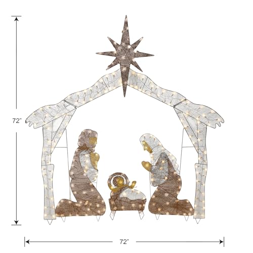 National Tree Company 6ft Pre-lit Artificial Crystal Holy Family Nativity