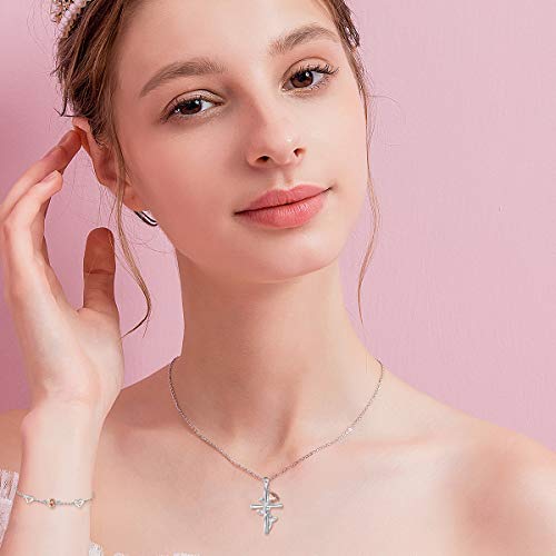 Distance Cross Necklace for Women 925 Sterling Silver Jewelry Pendant Necklace for Mom Wife Gift for Mother's Day or Birthday - style: Cross Necklace