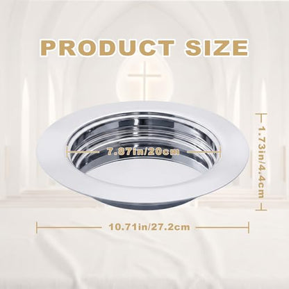 1Pcs Stainless Steel Communion Bread Plate for Church,Silver,No Lid - color: Silver