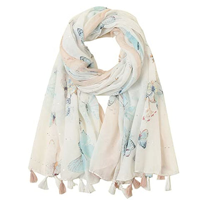 Yeieeo Boho Scarf for Women Lightweight Floral Printed Scarf Fall Winter Fashion Fringed Shawl - color: Floral 32