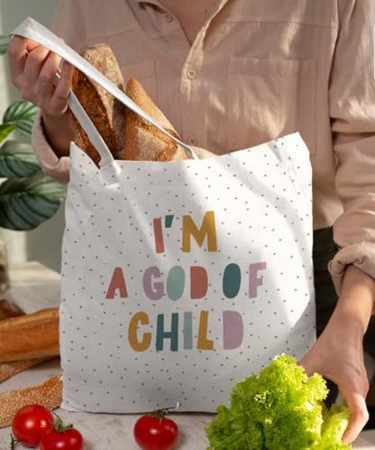 Christian Inspirational Verse Canvas Tote Bag for Women Teens Teen Girls,Grocery Reusable Shopping Bags - color: I'm a God of Child