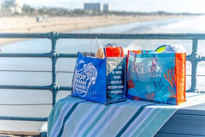 Earthwise Reusable Grocery Bags – Foldable & Water‑Resistant OceanWise® Shopping Bags, Gift Totes, Durable Multi‑Use Eco Bags (5 Pack)
