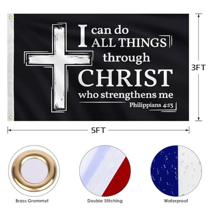 Philippians 4:13 Cross Flag3X5Ft I Can Do All Things Through Christ Banner - color: A