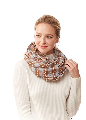 ScarvesMe Women's Check and Plaid Soft Infinity Loop Winter Fall Warm Scarf - color: Lof1252_blue