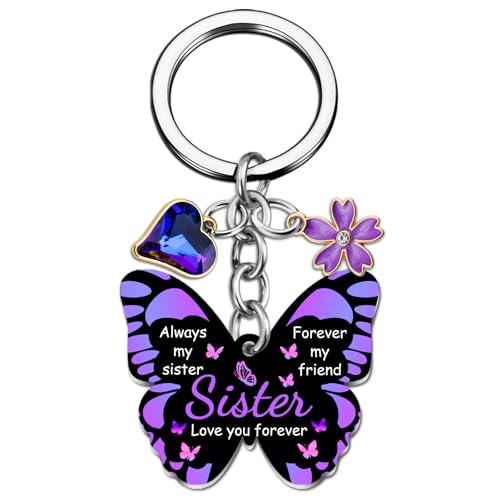 OEHEDOU Butterfly Gifts Keychain For Women Men Family Members Memorial Gift - color: Black and Purple