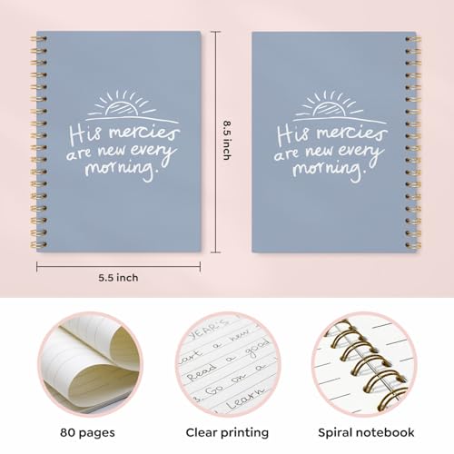 VONTP Blue Christian Spiral Notebook, Bible Scripture Journal, 5.5x8.3 - color: E.Bible