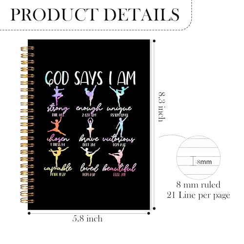 God Says I Am Dancer Christian Spiral Notebook, Bible Verse Journal, Christian Gifts for Women Faith, Church Notes Notebook, Religious Scripture Journal for Women, 5.5x8.3 Inch