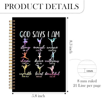 God Says I Am Dancer Christian Spiral Notebook, Bible Verse Journal, Christian Gifts for Women Faith, Church Notes Notebook, Religious Scripture Journal for Women, 5.5x8.3 Inch