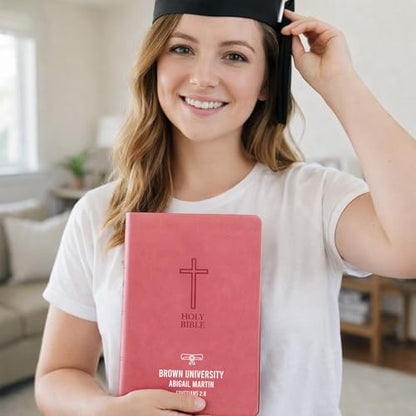 Personalized KJV Bible, Custom Name, School Name, Class of 2026 Design, King James Version, Red Letter, Value Thinline, Reading Plan, Graduation Gift, High School or Collage Graduate, Pink - color: Kjv Pink Value Thinline, size: King James Version