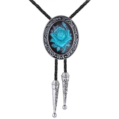 GelConnie Bolo Tie for Women Heart Cowboy Necktie Flower Gothic Mens Bolo Ties Bolero Necklace Red Western Ties for Men - color: Blue Western Tie