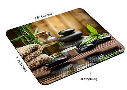 Spa Mouse Pad, Massage Stone Triplets Herbal Oil and Scent Candles Print Rectangular Mouse Pad, Non-Slip Rubber MousePads for Office Home Laptop, 9.5"x7.9"x0.12" Inch - color: TSP222