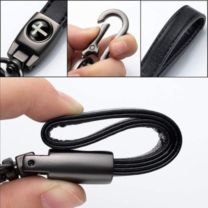 Christian Cross Leather Keychain for Men – Christian Gift for Dad Husband Son - color: Black – God is Greater (Gift Box)