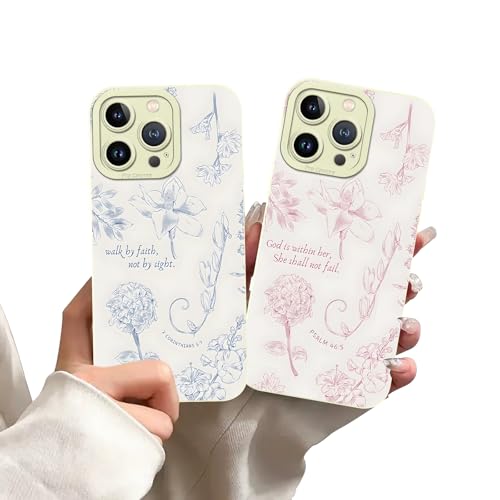2 Pack Christian Jesus Bible Verses Flower Phone Case for iPhone 13 Pro Case Floral Pattern Shockproof Soft Protective for Women Men Phone Cover Funda for iPhone 13 Pro 6.1 Inch - color: Aesthetics, size: for iPhone 13 Pro