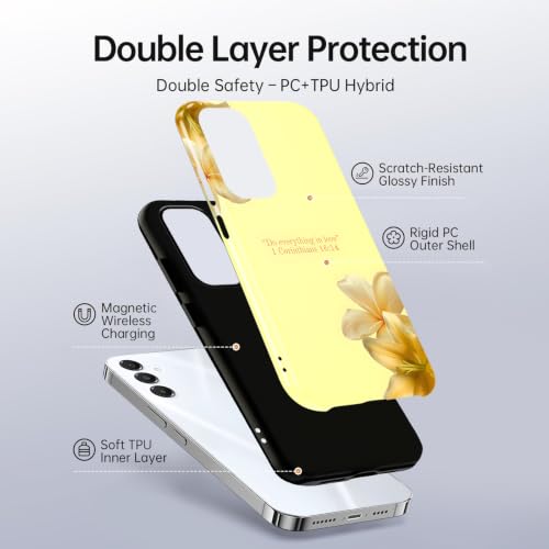 Magnetic Phone Case for Samsung Galaxy A26 5G 6.64'', Coquette Christian Compatible with MagSafe, Floral Lily Inspirational Quote Protective Case, TPU and Hard PC Flower Cover - color: Lily, size: for Samsung Galaxy A26 5G