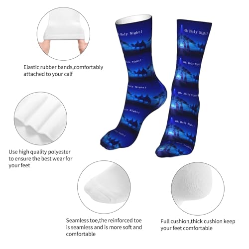 Christian Christmas Nativity Scene O Holy Night Sock Womens Short Stockings Casual Sport Crew Socks for Women Men - color: Brass