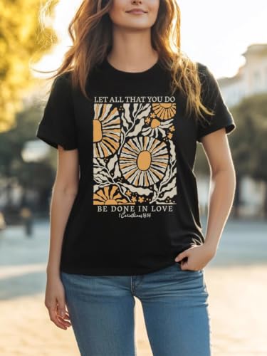 Christian Bible Verse T Shirts for Women - color: Black5, size: Small