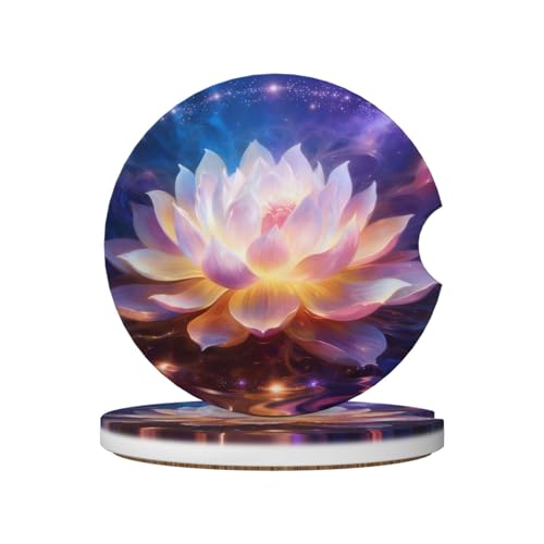 Lotus 2 Pack Car Cup Holder Coasters Ceramic Drink Coasters - color: Gray