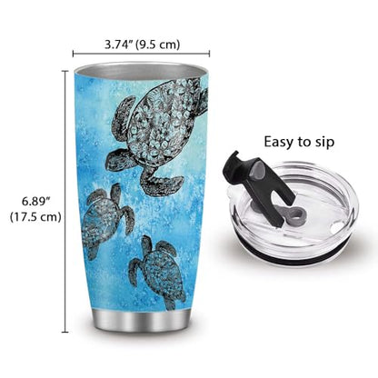 WIRESTER 20 OZ Stainless Steel Tumbler With Lid, Double Wall Vacuum Insulated Tumbler, Coffee Travel Mug Cup for Hot Cold Drinks - Ocean Sea Turtles - color: Ocean Sea Turtles