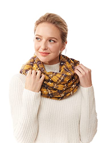 ScarvesMe Women's Check and Plaid Soft Infinity Loop Winter Fall Warm Scarf - color: Lof1252_mustard