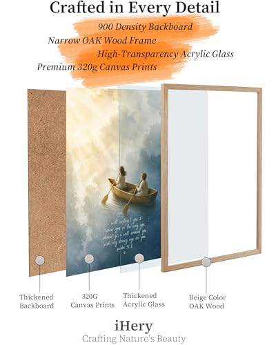iHery 16x20in Psalm 32:8 Children on a Boat Framed Christian Wall Art - color: Beige Framed Boat, size: 20"L x 16"W