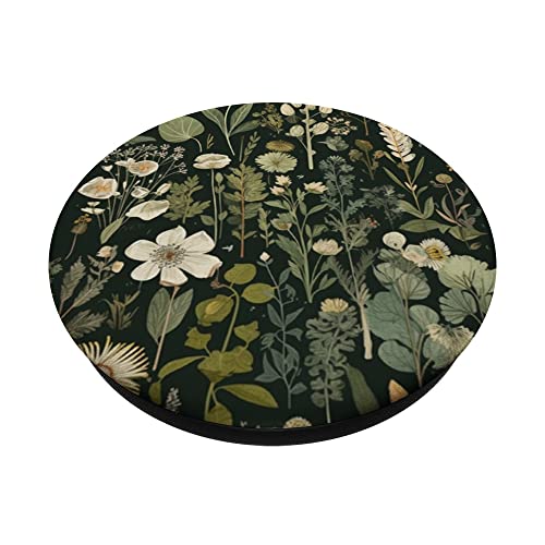 Olive Green Boho Botanical Wildflowers PopSockets Adhesive PopGrip - style: Adhesive PopGrip