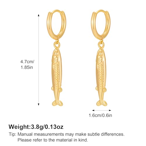 MUYAN Gold Fish Hoops Dangle Earrings for Women Beach Jewelry - style: Hoop B