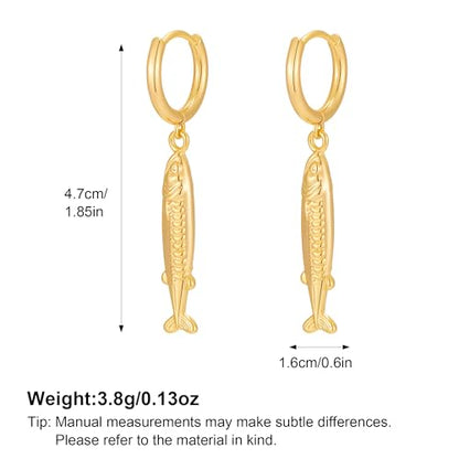 MUYAN Gold Fish Hoops Dangle Earrings for Women Beach Jewelry - style: Hoop B