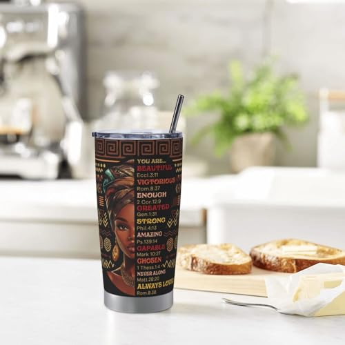 Christian Gifts for Women Faith Tumbler 20oz, African American Black Women Inspirational Religious Stainless Steel Travel Mug, Spiritual Bible Prayer Birthday Gift - color: Brown-Christian