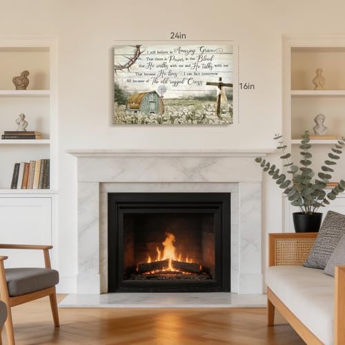 Snlihc Wrapped Canvas Christian Barn Windmill Church Wall Art 12x16 in - color: Scripture, size: 16"L x 12"W